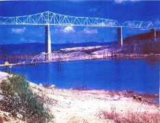 Kimberling City Bridge in 1957 before Table Rock Lake was filled