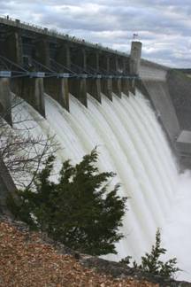 Table Rock Dam with 10 flood gates open