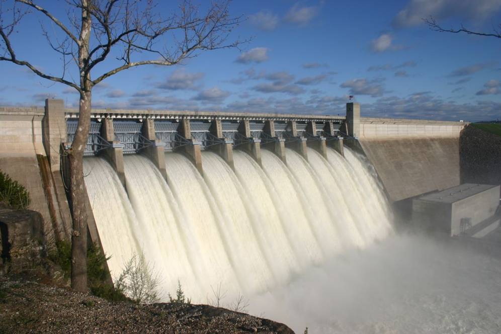 Table Rock Dam with all 10 flood gates open.  Picture taken by Bob Gard.