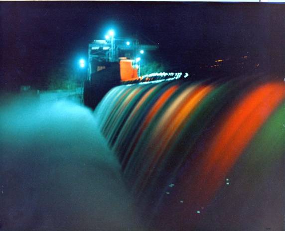 Powersite Dam on Lake Taneycomo taken in 1985 at night by Merril Norris