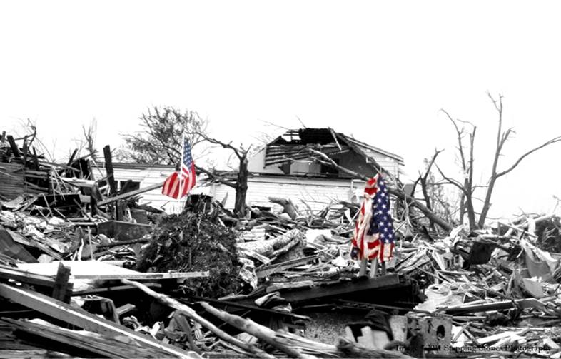 Old Glory flies above the destruction at Joplin, Mo
EF5 Tornado disaster